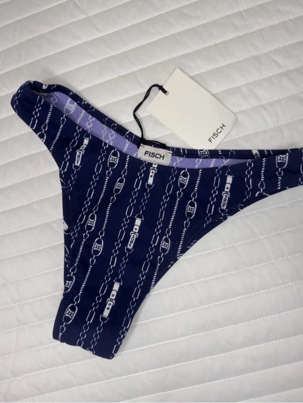 Fisch Navy Chain-Print Bikini Bottom